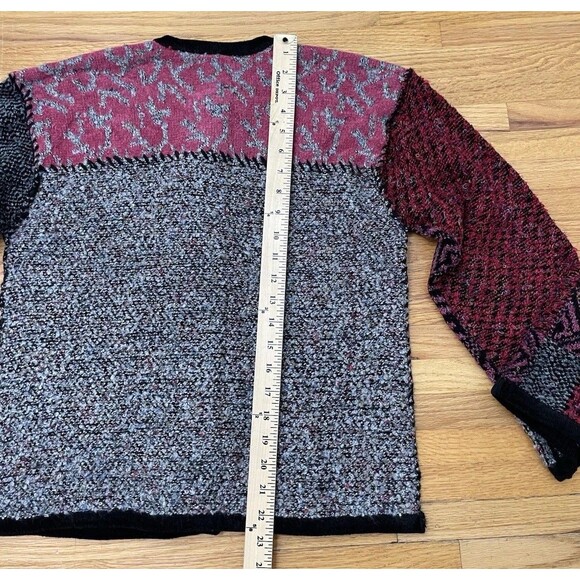 Laura Ashley Vintage Petite PS Patchwork Knit Cardigan Jacket Art Button Boho - Picture 4 of 9